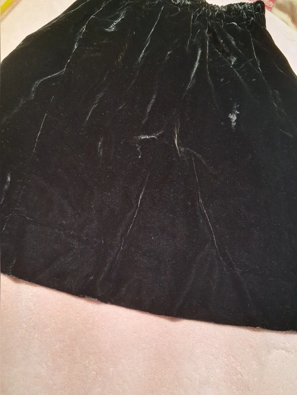 J.Crew Luxe Velvet Elastic Waist Pull-On  Knee-Length Skirt Black Small Office